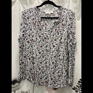 Long Sleeve Ruffle Floral Blouse